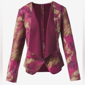 Chico’s NWT Abstract Beauty Faux-Suede Drape-Front Jacket size 3/XL.